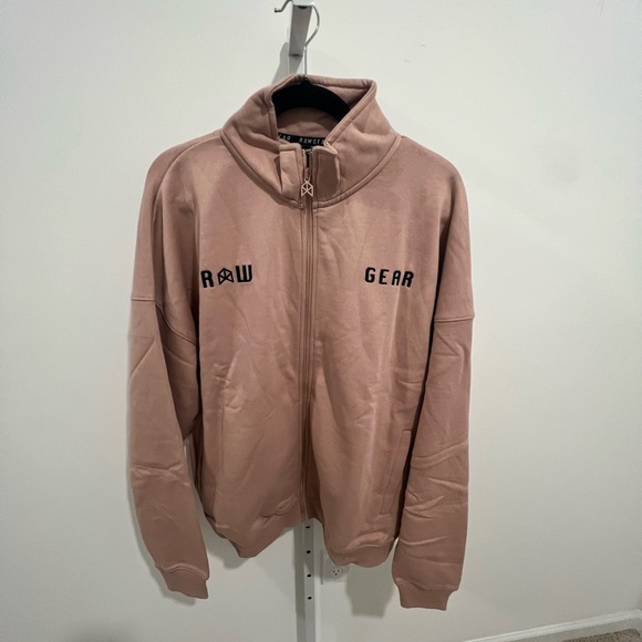 RAWGEAR XL Track Jacket Sweatshirt Zip Up Embroidered Fleece Interior SALMON - Picture 1 of 3